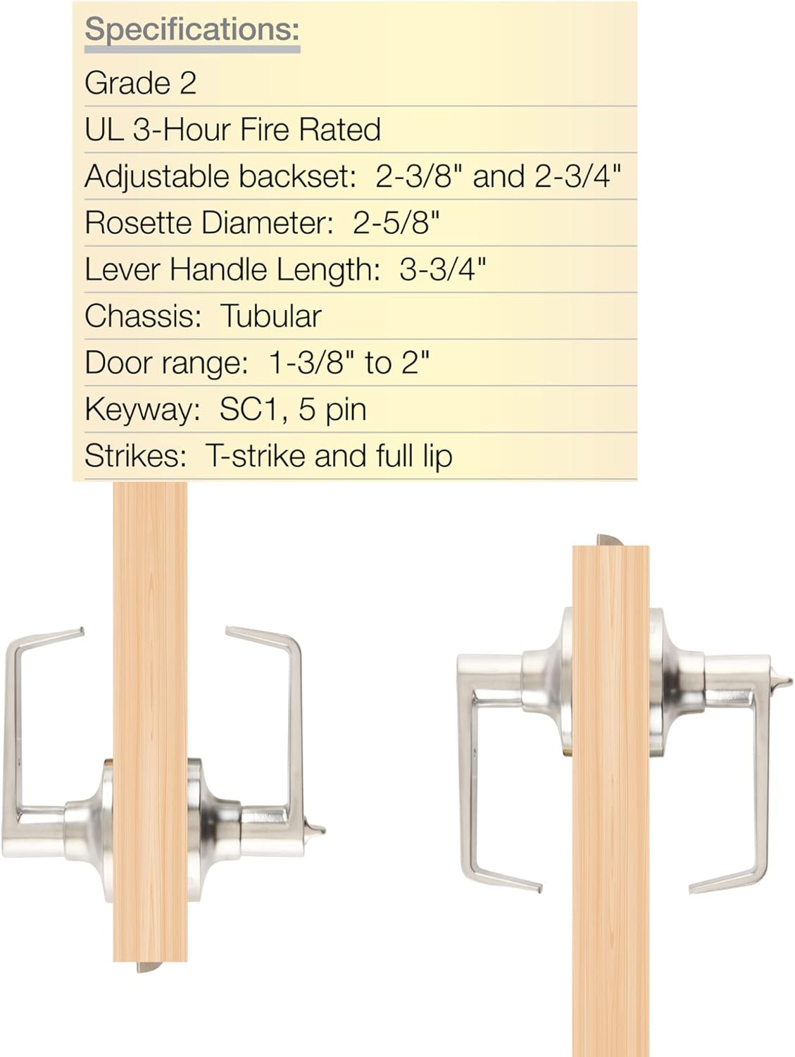 BRINKS Commercial - Light Duty Passage Door Lever, Satin Chrome Finish - Meets ANSI Grade 2 Standards and is ADA Compliant