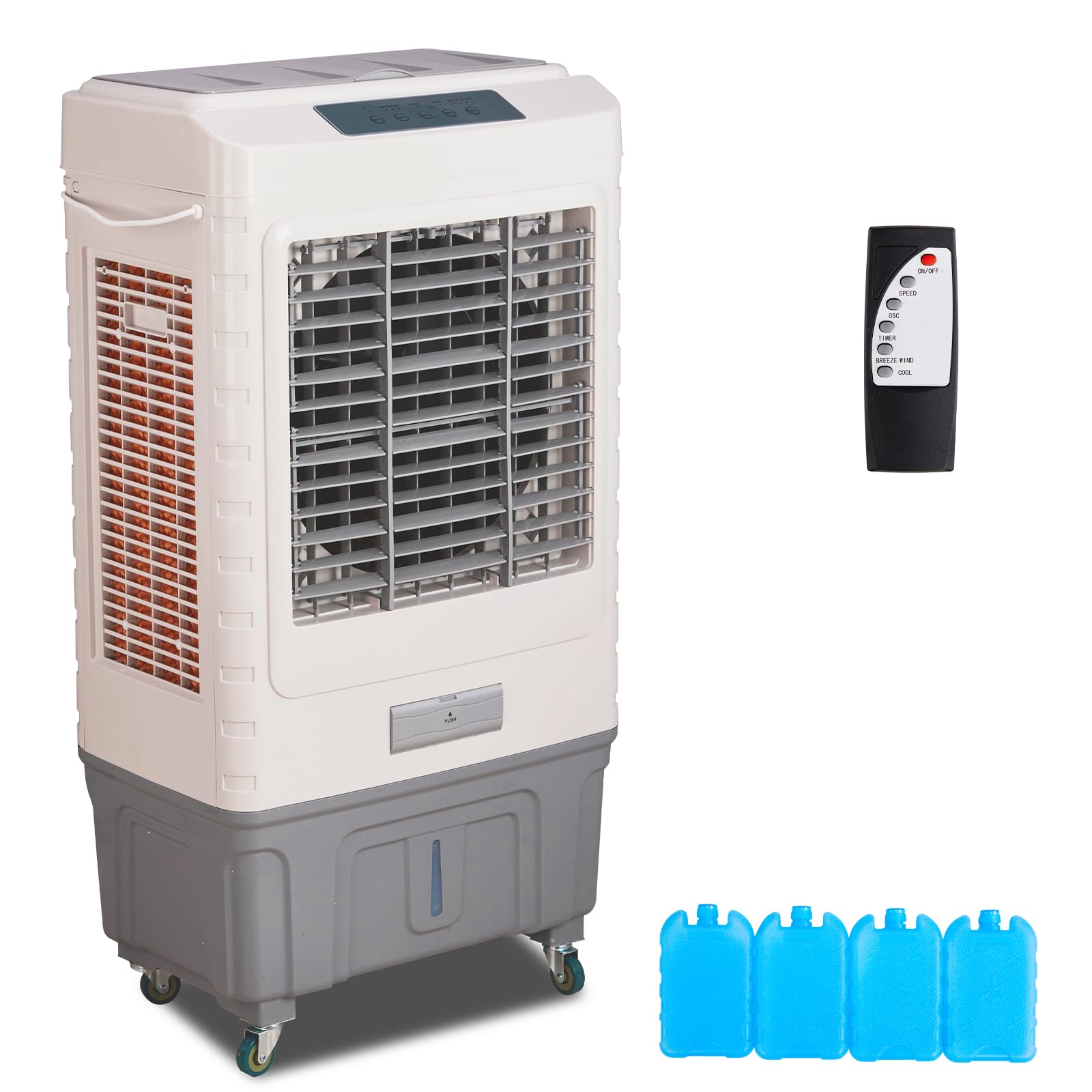 Winado - Enfriador de pantano con control remoto y temporizador de 12 horas, enfriador de aire evaporativo 1659 CFM con tanque de agua de 10 galones, aire acondicionado portátil 3 en 1 para habitación