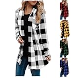 Womens Flannel Cardigan Sweaters Trendy Casual Lightweight Plaid Jacket Loose Long Sleeve Kimono Fashion Fall Outfits