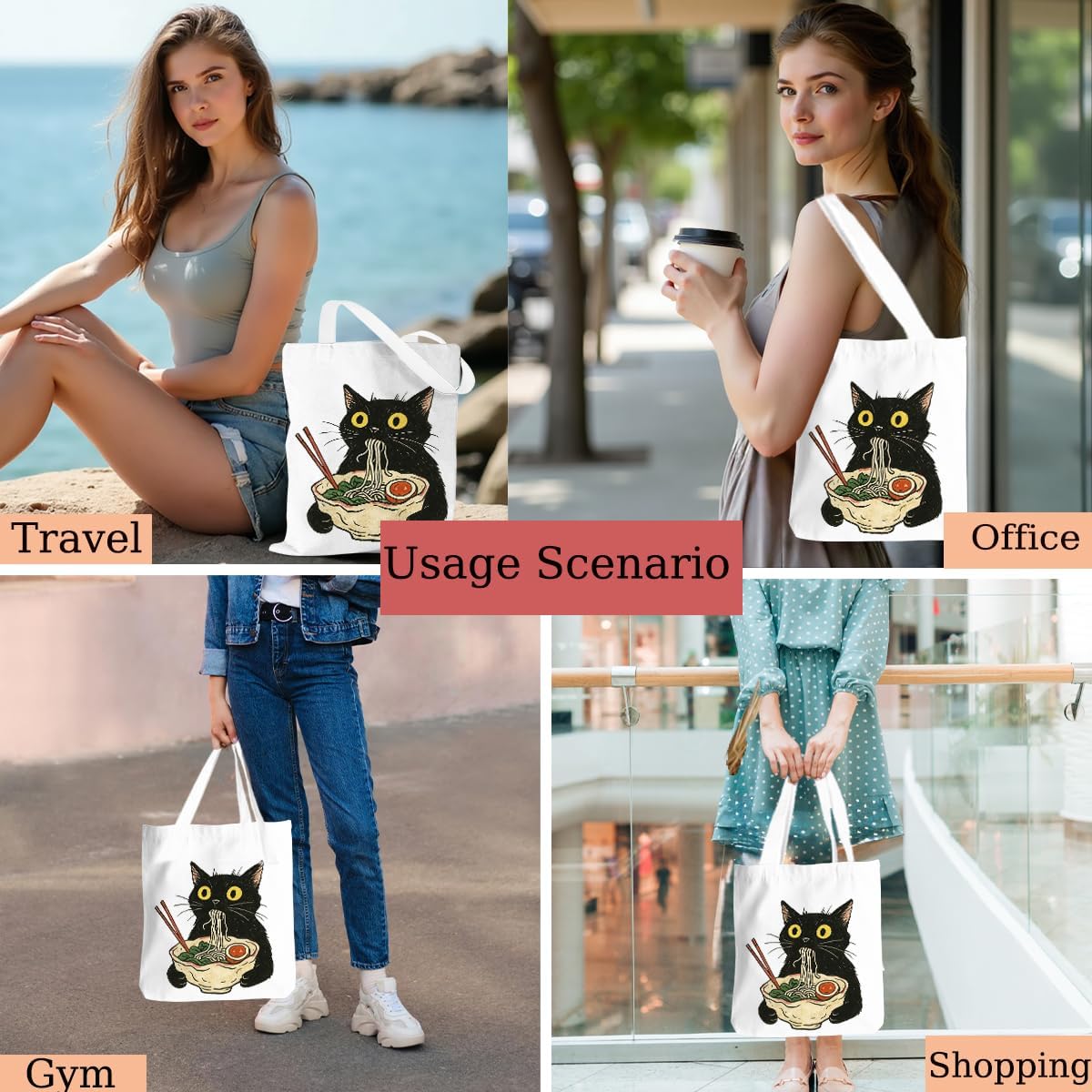 Funny Animal Tote Bag, Trendy Meme Large Capacity Reusable Grocery Bags, Travel Canvas Beach Bag Gifts for Women - Image 6