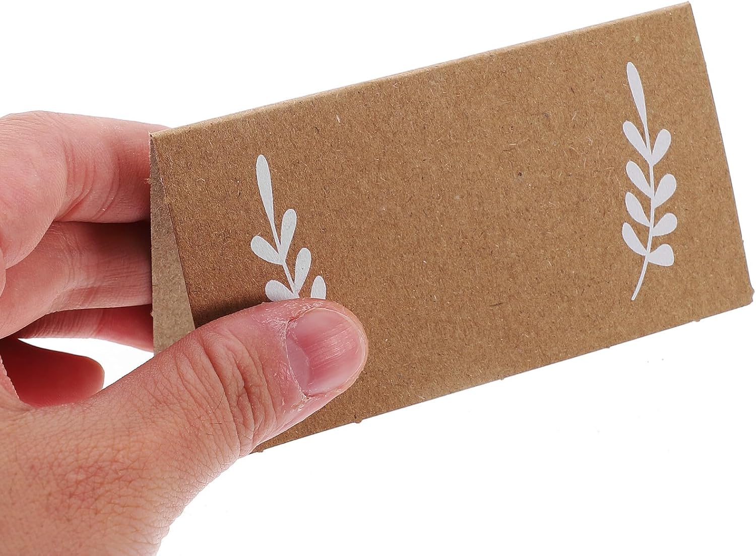 COLLBATH 100pcs Foldable Wedding Table Cards with Leaf Pattern Kraft Paper Seating Place Cards for Party Table Setting for Event and Reception Use