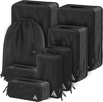 WELL TRAVELED 8-piece Compression Packing Cubes with HybridMax Double Capacity Design, Compressible & Reliable Travel Gear