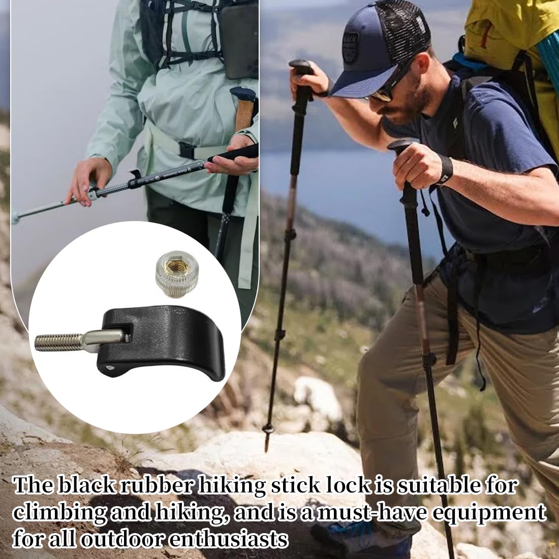 Bastoncini da trekking,6 morsetti neri per bastoncini da trekking, morsetti esterni da 14 mm, pezzo di ricambio per bastoncini da trekking