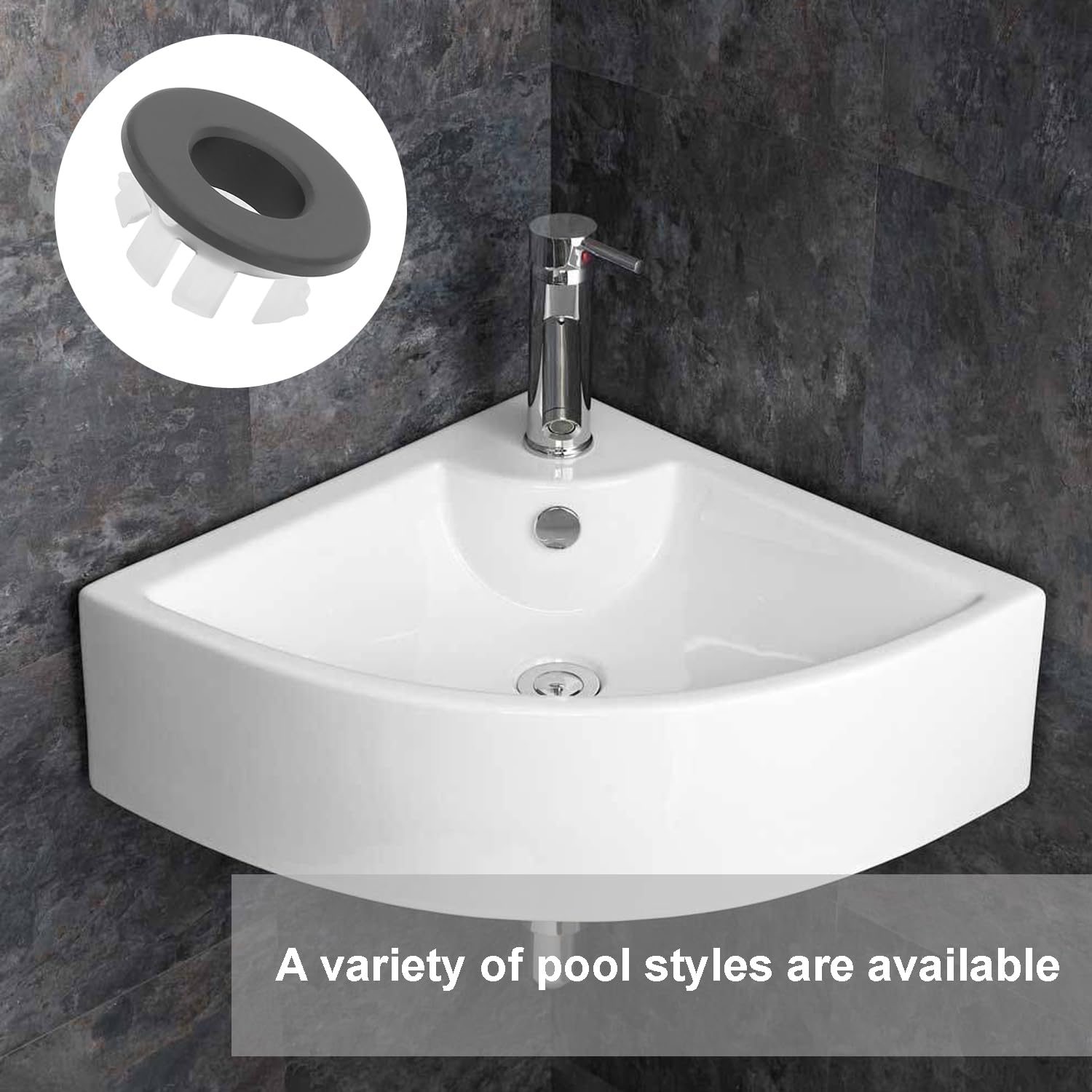 1 Articulo Cubierta de Anillo de Rebosadero de Fregaderos, Cubierta de Desbordamiento del Fregadero del Lavabo, Cubiertas de Desbordamiento del Fregadero, para Apertura de 22-24 mm, Lavabo de Cocina