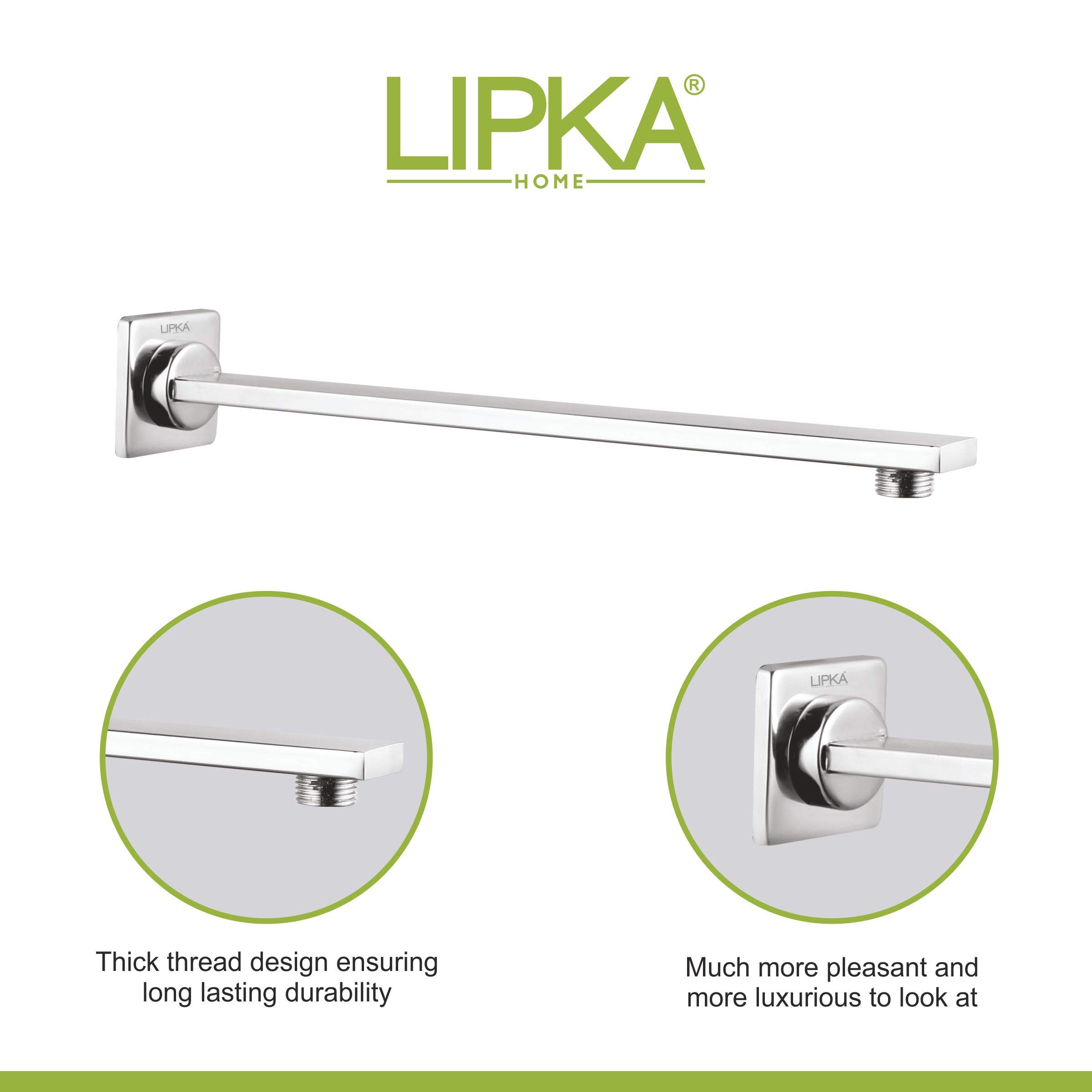 Lipka Stainless Steel Shower Arm Rectangular 18 Inches 1