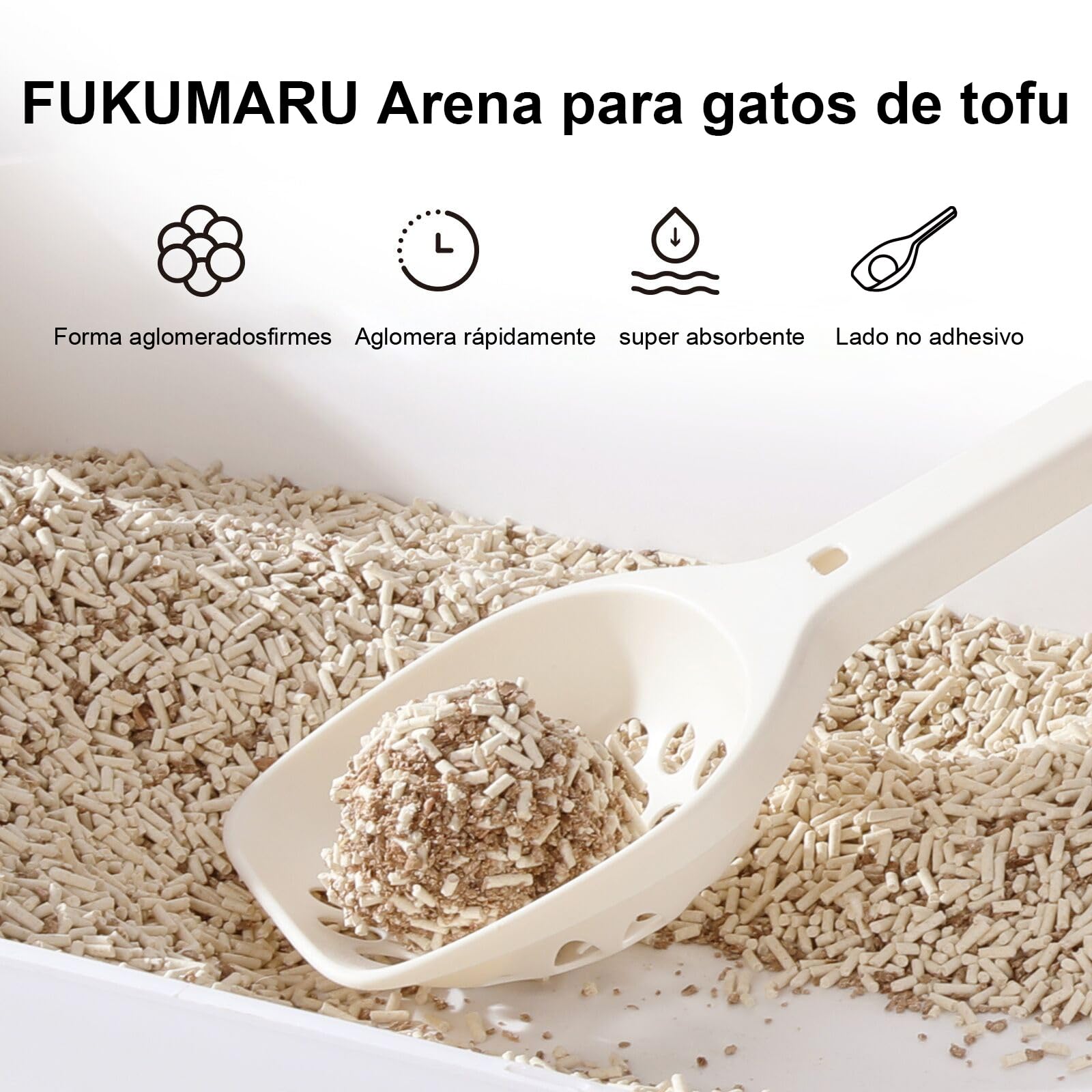FUKUMARU Arena de Tofu para Gatos 10.8kg - Arena aglomerante para Gatos, Mezcla de pellets de madera de manzana, Libre de Polvo y fácil de aglomerar, Control de olores, se Puede desechar en el Inodoro