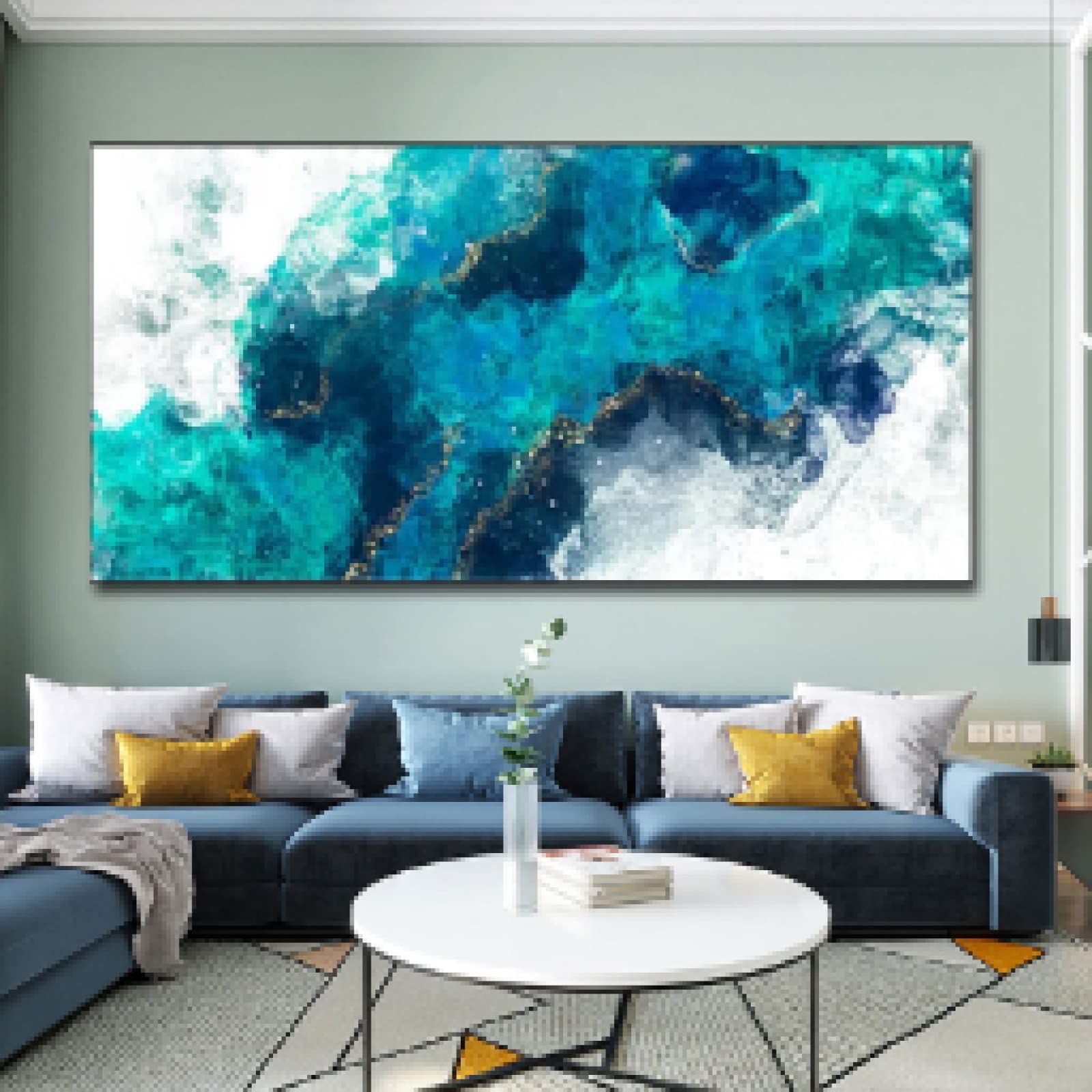 Amazon.co.jp: 北欧抽象グリーンポスターキャンバスプリントピクチャー