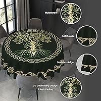 Vista 18 de YETTA YANG Paño de Mesa Redondo de Dulce de Chupachups Gótico en Negro y Blanco de 60 Pulgadas, Cubierta de Mesa Decorativa de Tela para Mesas