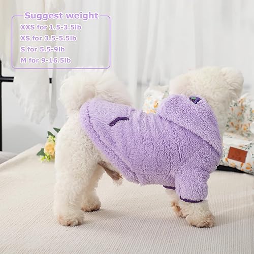 Miniatura 7 de Suéter de forro polar con capucha para perro, suéteres cálidos de terciopelo mullido, ropa de invierno para perros pequeños, niñas y niños, abrigos