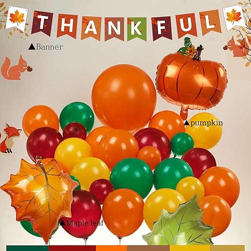 Miniatura 3 de 1 kit de guirnalda de globos temáticos de otoño, 130 globos marrones, naranjas y verde salvia con arcos de hojas de arce de calabaza para otoño,