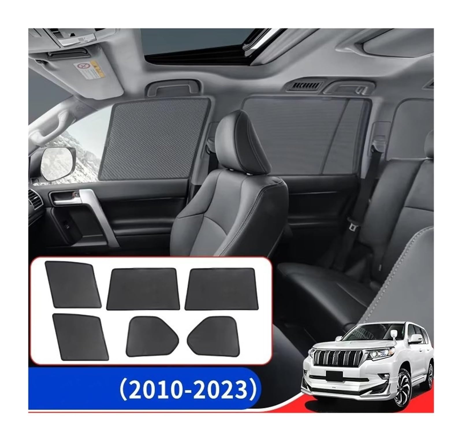 Kfz Outdoor Abdeckplane Für Toyota Für Land Für Cruiser Für Prado 150 LC150 FJ150 2010-2023 Sonnenschutz Fenster Bildschirm Feine Mesh Faltbare Belüftung Autoscheiben Sonnenschutz