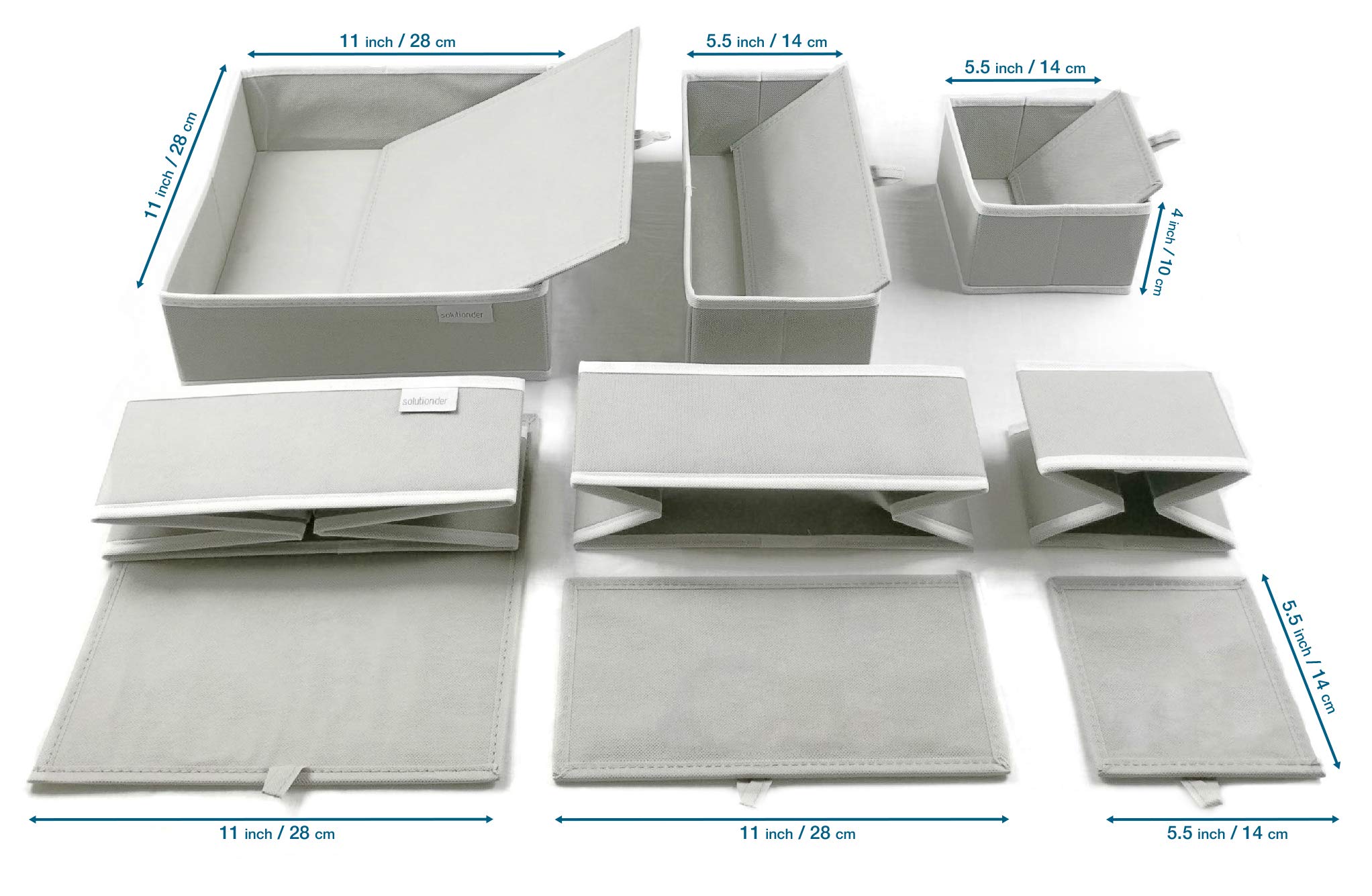 12 pcs Drawer Organiser Divider UK Grey Large Drawer Divider Clothes