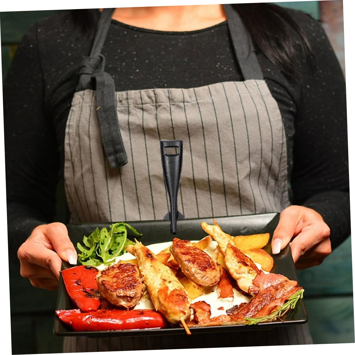 OFFSCH 2Pcs Cast Iron Hot Plate Clips for Grilling Roasting Steak Fork Tongs for Kitchen Outdoor Use Heat Resistant Kitchen Tool for Handling of Fajita Steak Pans