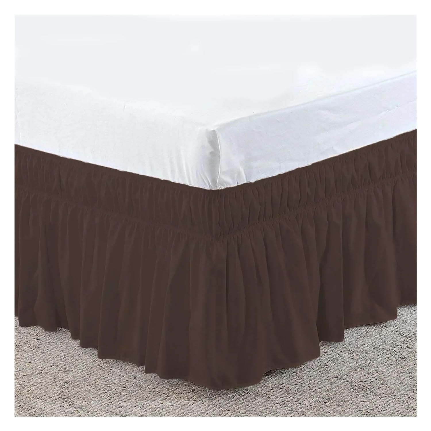 Letto matrimoniale, matrimoniale, matrimoniale, queen-size, con balze, con elastico regolabile, 40 cm, altezza Jupe de Lit(caffè scuro, Twin 190,5 x 99 x 40 cm)