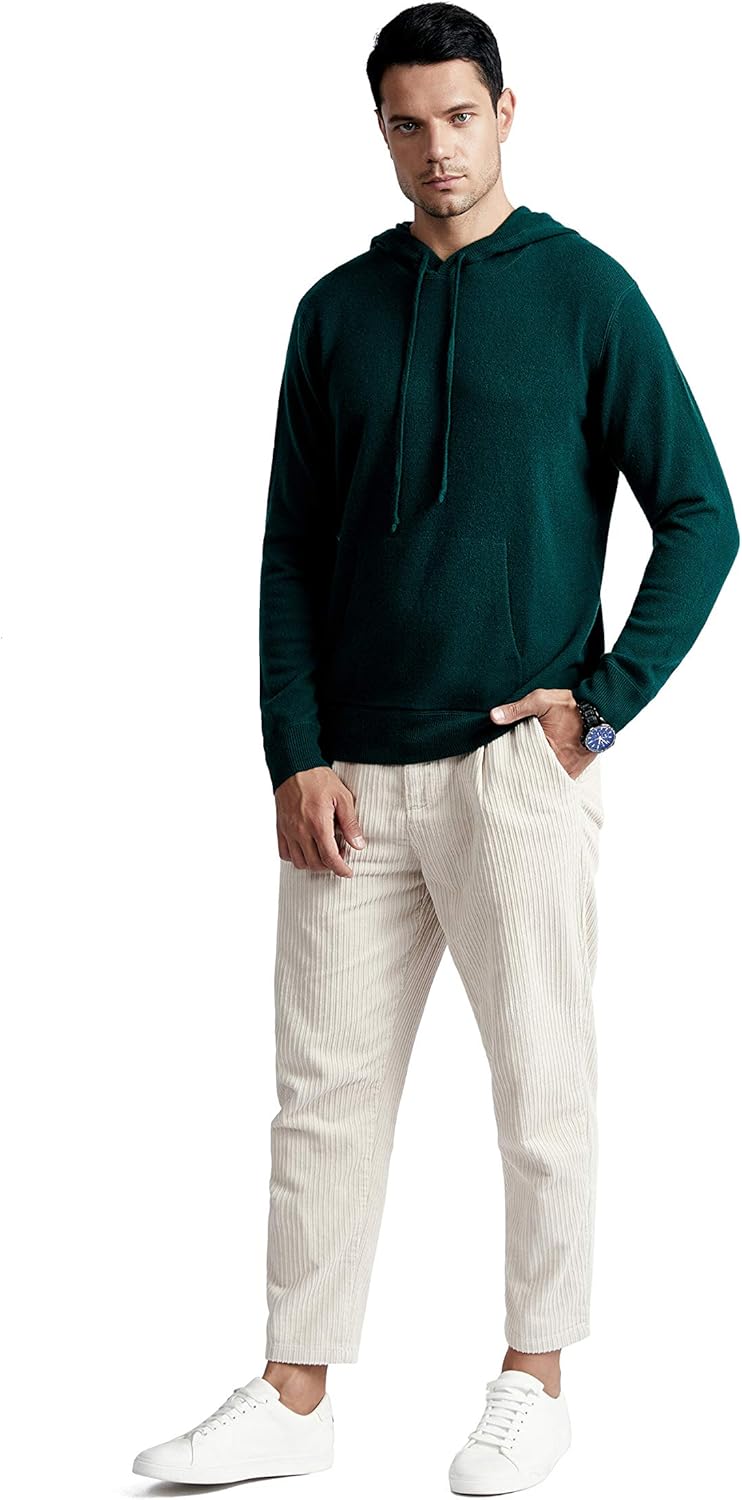 BEYOND FASHION Men's Sweater Pocket Hoodie Pullover - 100% Pure Cashmere - Image 4