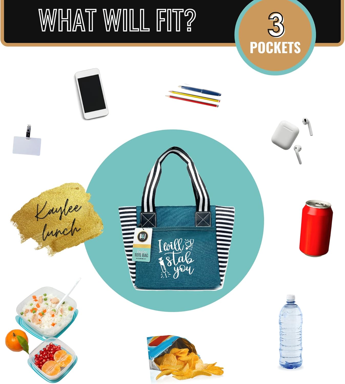 Brooke & Jess Designs Cute Lunch Bags for Women - Insulated Lunch Tote for Work - Nurse, Teacher, Grandma, Mom - Image 6