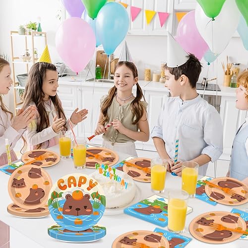 Miniatura 124 de 96 piezas de suministros de fiesta de cumpleaños florales de cumpleaños, platos de papel, servilletas, flores de oro rosa, decoraciones de fiesta