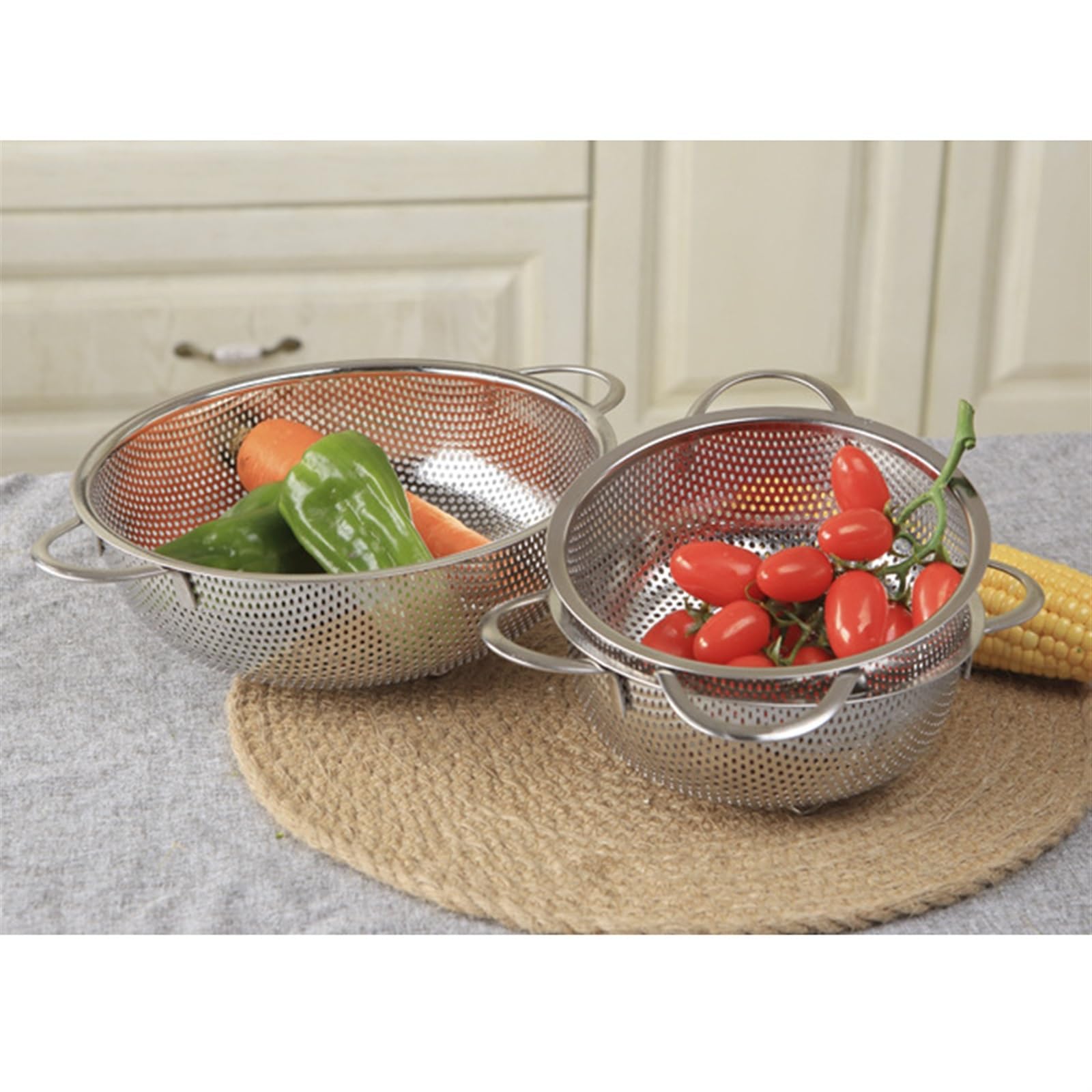 Tamiz para harina, Colador de harina, colador arroz, cesta acero inoxidable, metal, plástico for frutas y verduras for hornear(25.8x24x8.5cm)