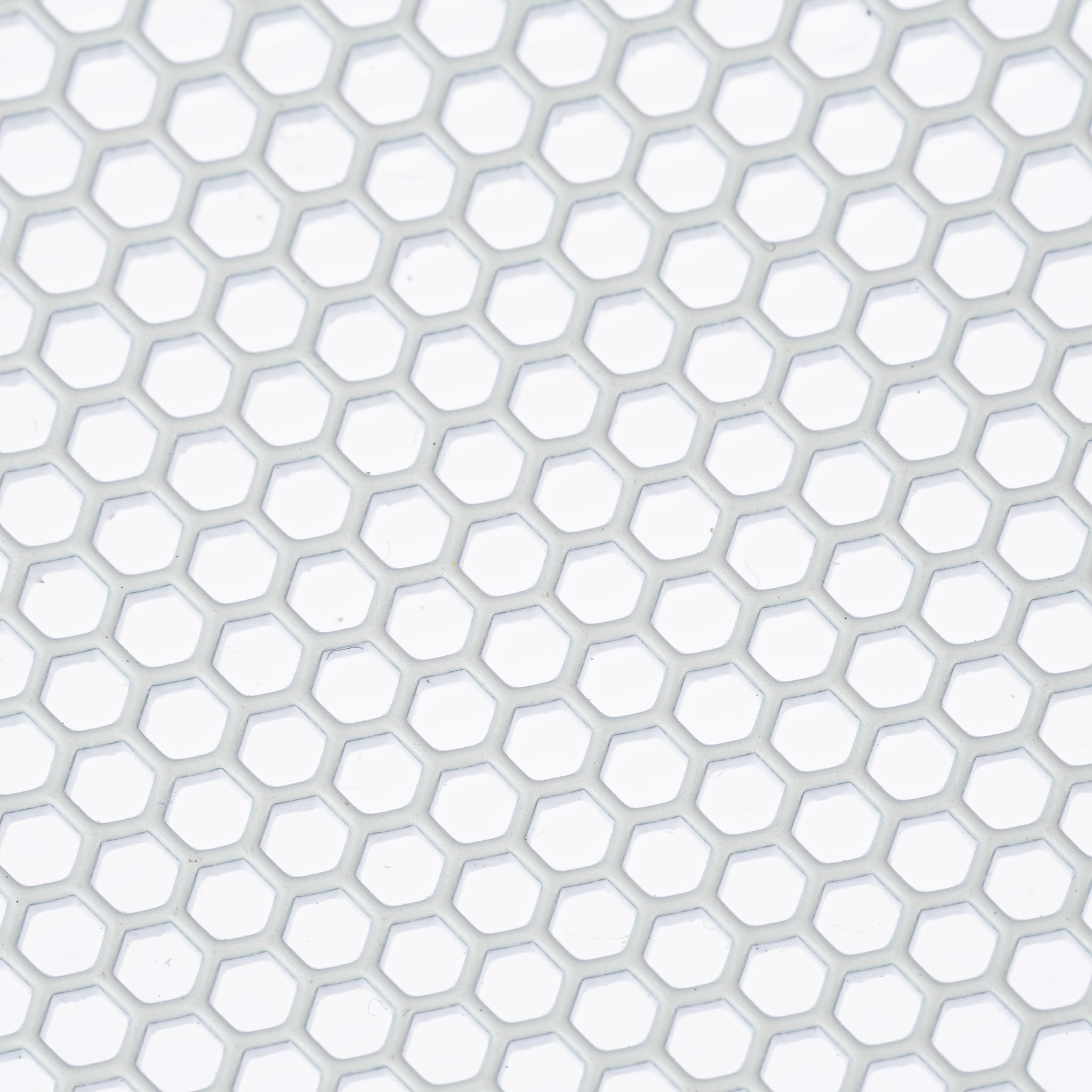 Stahl Lochblech HV2-2,5 Farbig Weiß RAL 9016 Stahl 1 mm dick Hexagonal Gitter Zuschnitt nach Maß (500 mm x 450 mm)