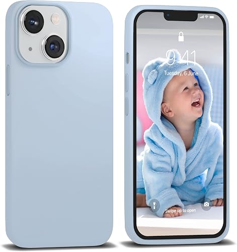 IceSword iPhone 13 Mini Case Baby Blue, Silicone Phone Cases Cover Ultra, Slim Shockproof Protective [Soft Anti-Scratch Microfiber Lining] 5.4 inch Pastel Cute Light Blue iPhone 13 Mini - Baby Blue