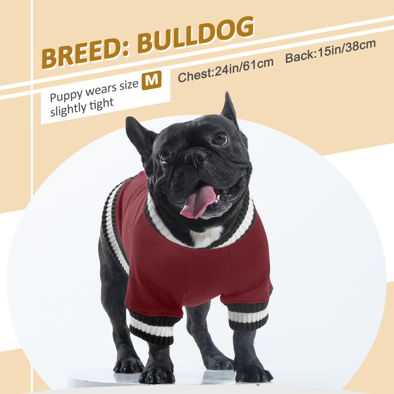 FUAMEY Pull d'hiver chaud pour chien, gilet épais et doux en polaire pour animal de compagnie mignon pour chien de petite et moyenne taille, rouge vin, taille S