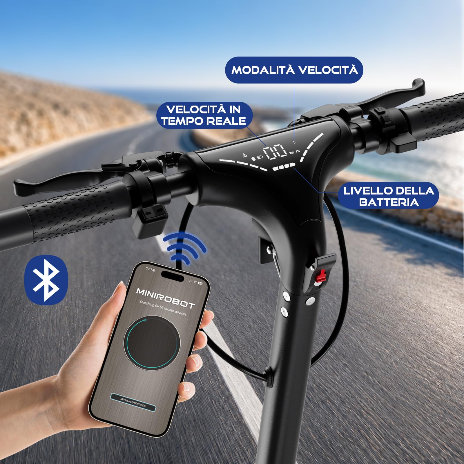 X3 Monopattino Elettrico per Adulti, Batteria 48V 15Ah, Autonomia 40–50 km, Velocità Limitata 25 km/h, Ruote 10” Off-Road, Doppia Sospensione, Freni a Disco, APP Smart, Telaio Pieghevole in Magnesio,
