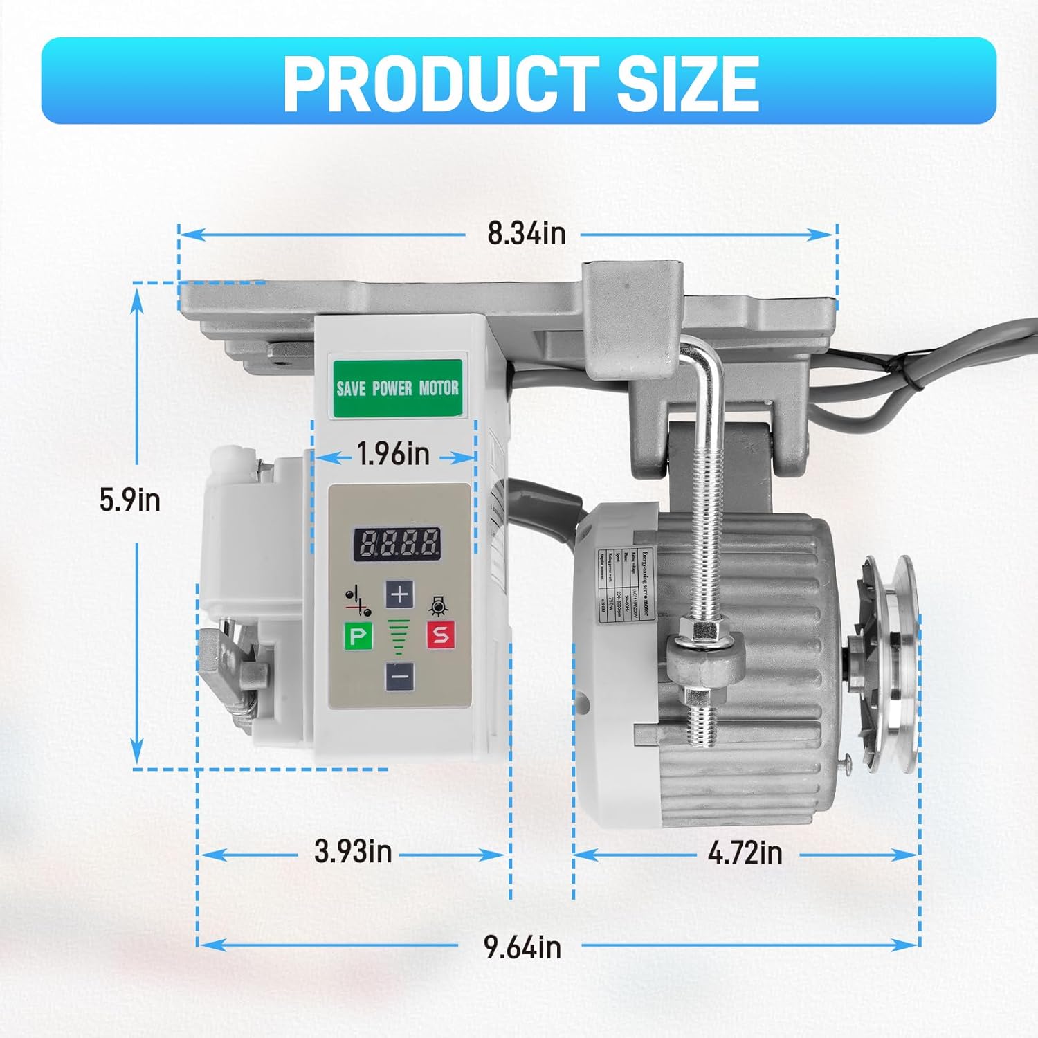 Servo Motor Sewing Machine,Brushless Servo Motor with Controller and Foot Switch, Adjustable Speed 200RPM to 6000RPM, Run CW and CCW, 750W， AC110V, 1HP, Low Noise