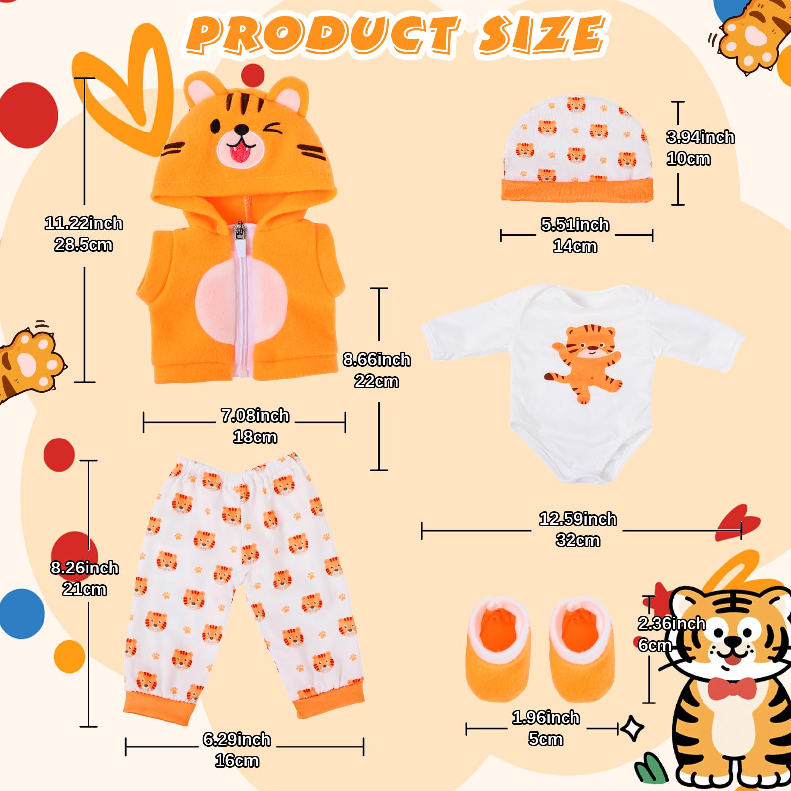 Doll Clothes for 14-18 Inch Doll, Baby Doll Accessories for 35-45cm Dolls - Image 2