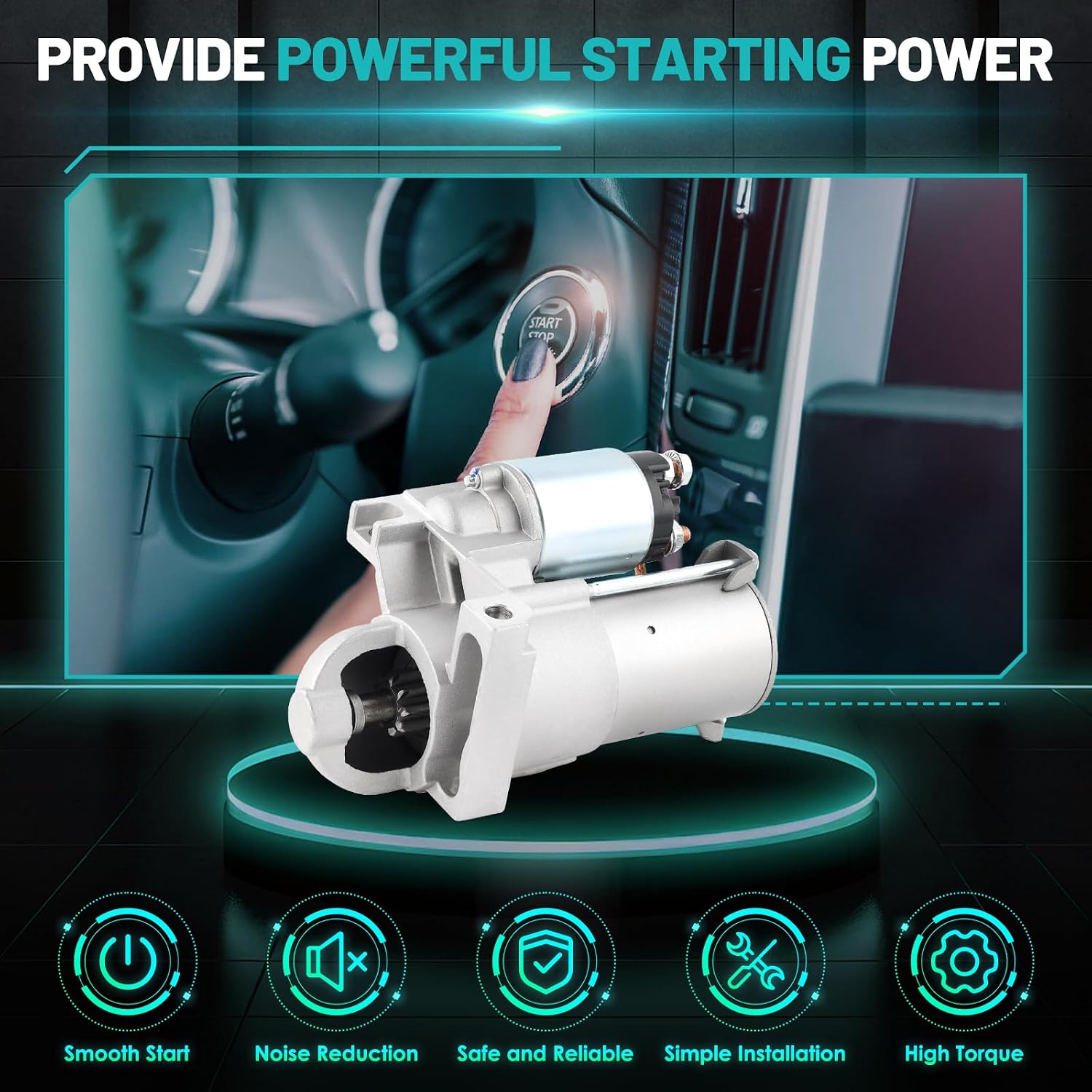 6786 Starter Motor Fit for Chevy Equinox Torrent 07-09, Malibu, for Pontiac G6 06-10, for Saturn Aura 07-08, Vue 08-09 Automotive Replacement Starters#8000064, 89017755, SDR0341 Engine Starter
