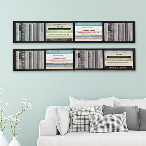 Miniatura 7 de Gdrasuya10 Estante de almacenamiento de 34 pulgadas para montaje en pared, moderno, organizador de almacenamiento de metal, estantes para CD, DVD,