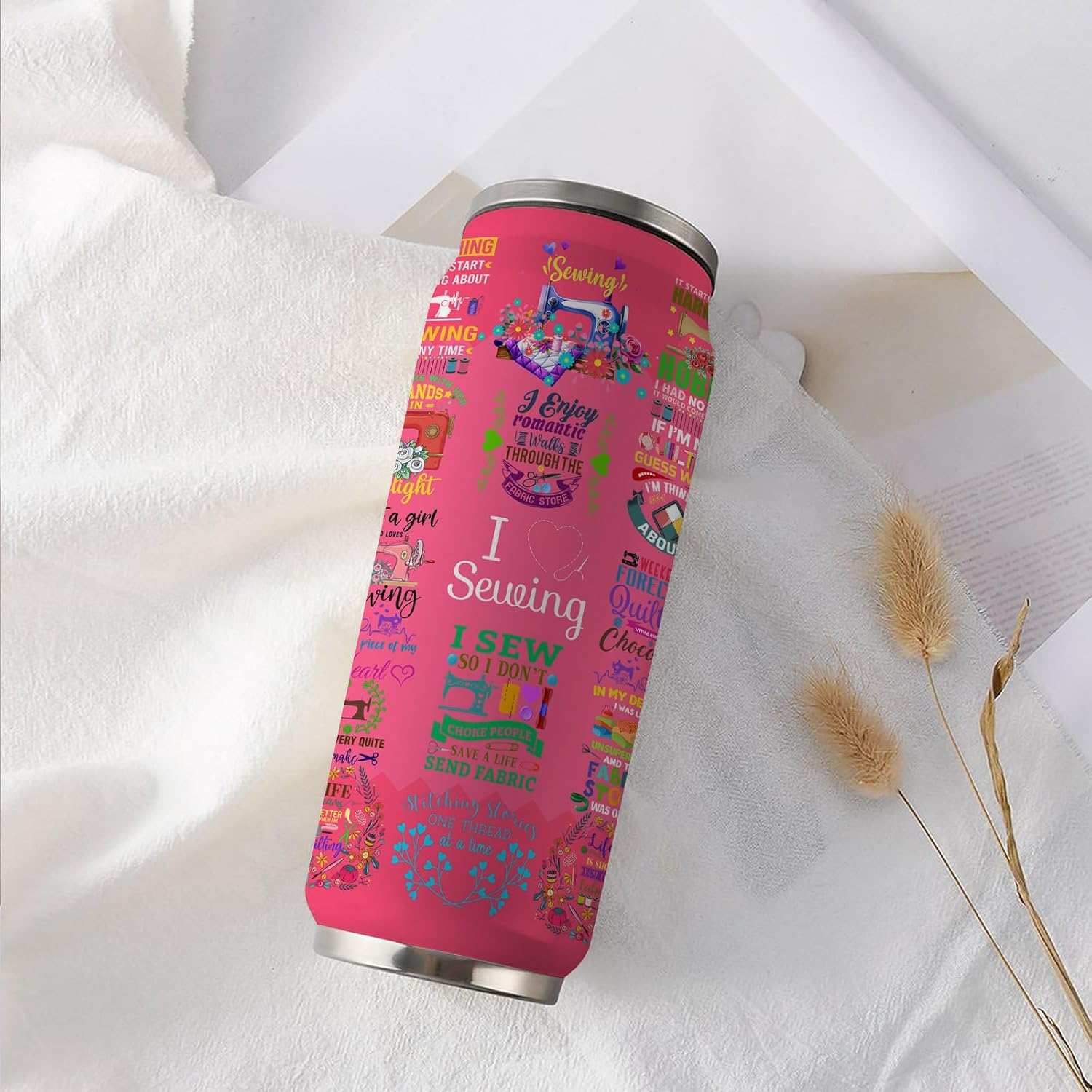 Sewing Tumbler Gifts For Women Girls Sewing Stainless Steel Insulated Tumbler With Straw Lid,Sewing Gifts For Women Quilting Crochet Lover Mom Grandma 17 Oz - Image 7