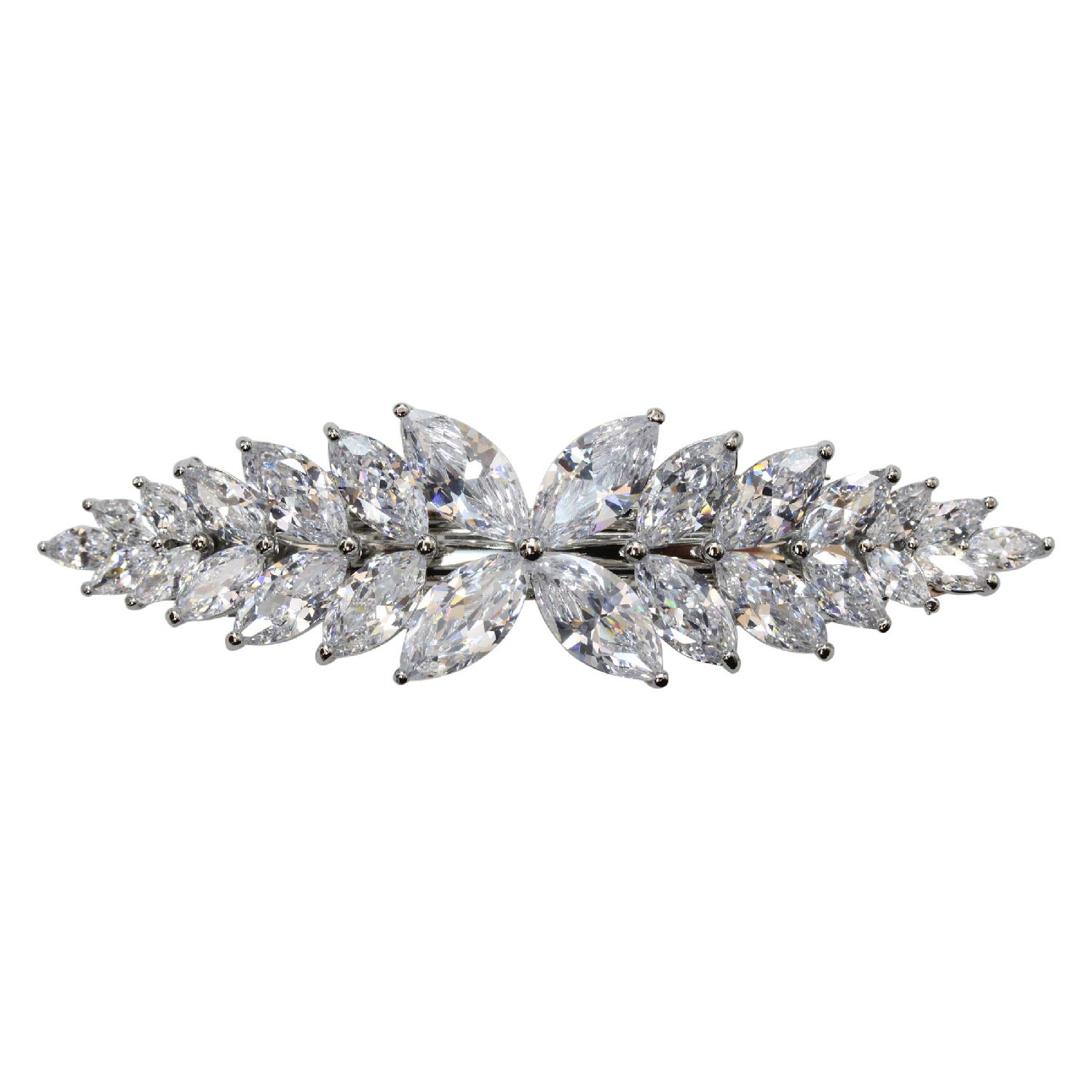 Faship Splendida clip per capelli floreale con zirconia cubica trasparente
