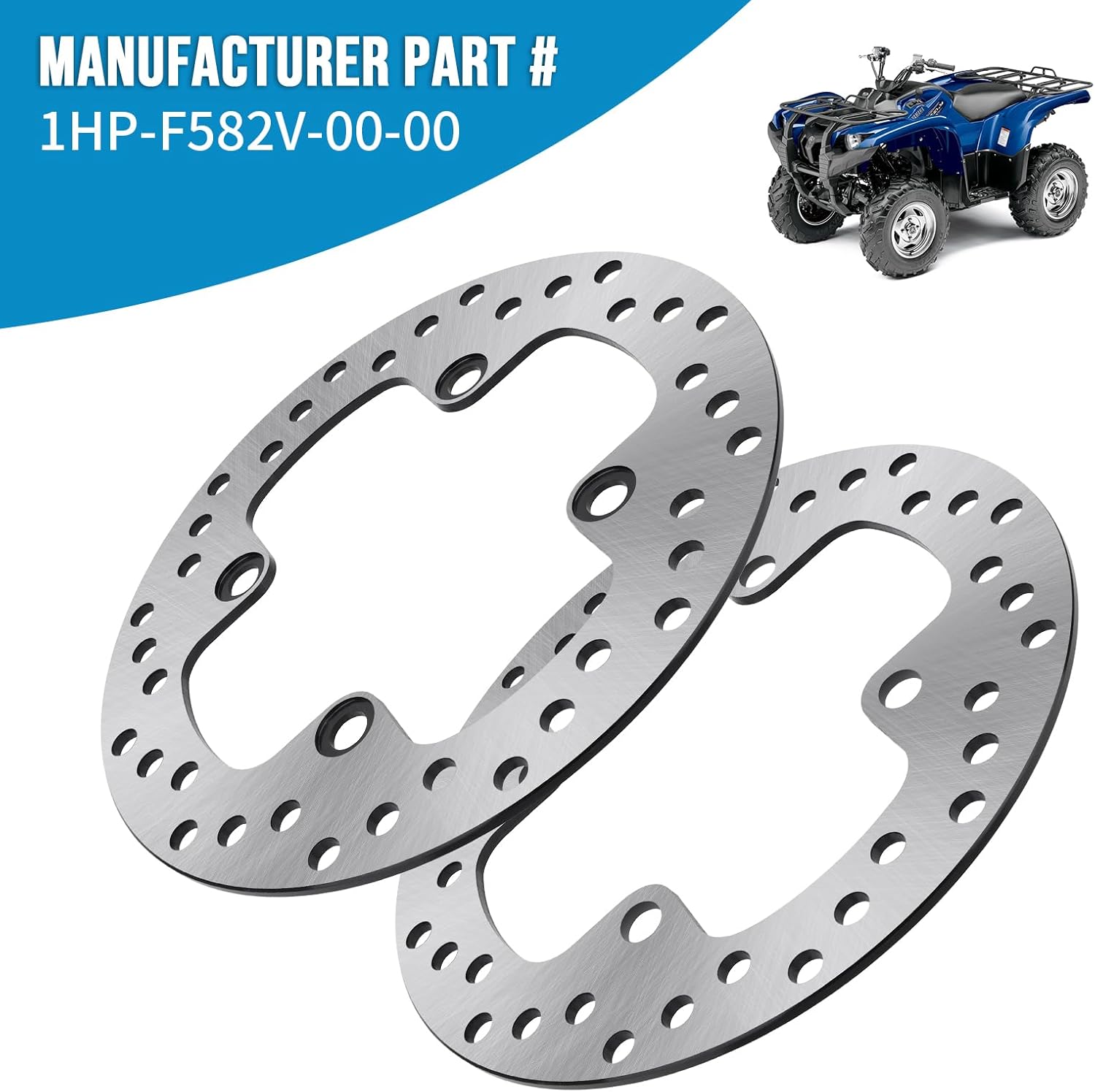 M MATI 2 PCS Rear Left/Right Brake Disc Rotor for Yamaha Grizzly 550 YFM550 2009-2014 Grizzly 700 YFM700 2007-2020 1HP-F582V-00-00