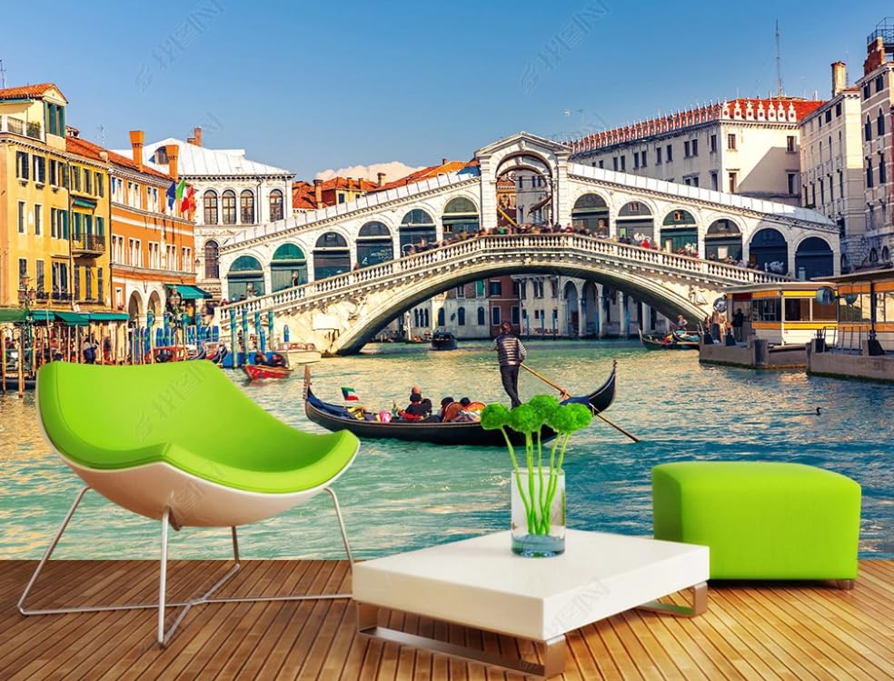 Papier peint intissé Venise pour masquer un grand mur blanc avec un poster géant