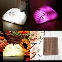 Vista 34 de XIUDI 8 Colors Small Folding Book Lamp,Wooden Book Lights,Upgraded Version Portable Desk Light,Novelty LED Paper Lantern with USB Rechargeable Night