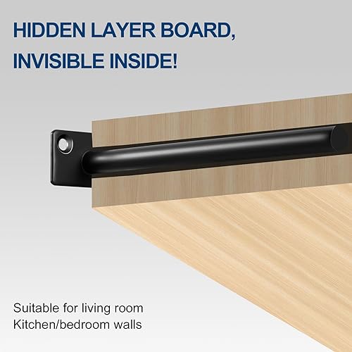 Miniatura 3 de 4 soportes flotantes de acero sólido negro de 6 pulgadas para estantes ciegos, soportes ocultos para estantes flotantes de madera, soporte oculto