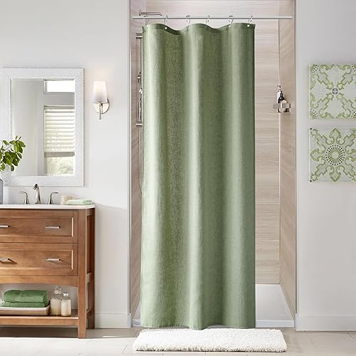 Miniatura 124 de Naturoom cortina de ducha de 36 pulgadas - cortina de ducha estrecha para espacio pequeño, de medio tamaño, de lino verde ultra gruesa, juego