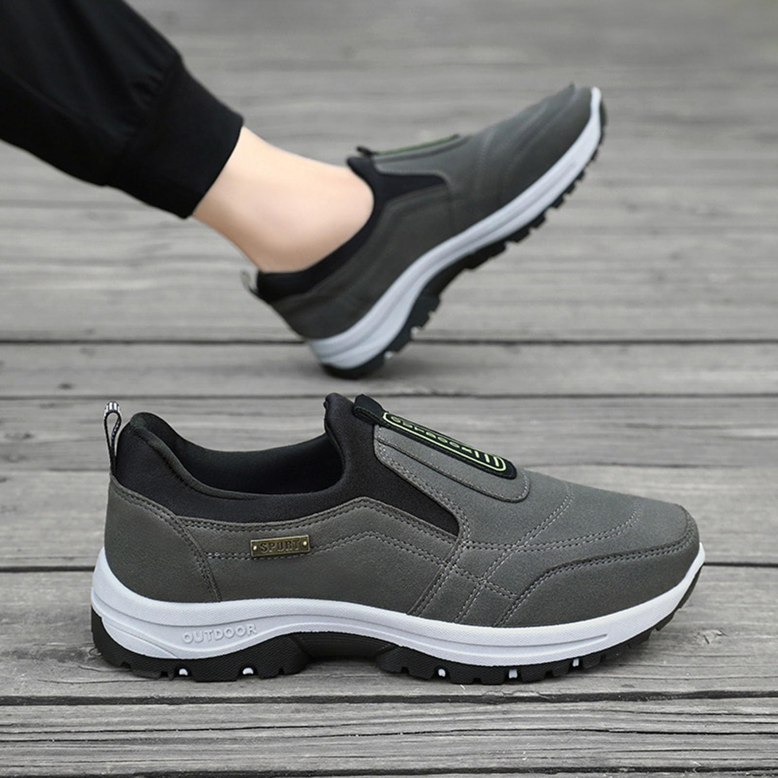 Zapatos para Caminar para Hombre, Zapatillas de Senderismo al Aire Libre, Zapatos de Senderismo sin Cordones para Hombre, Zapatos Ortopédicos, Zapatos Ligeros para el Trabajo