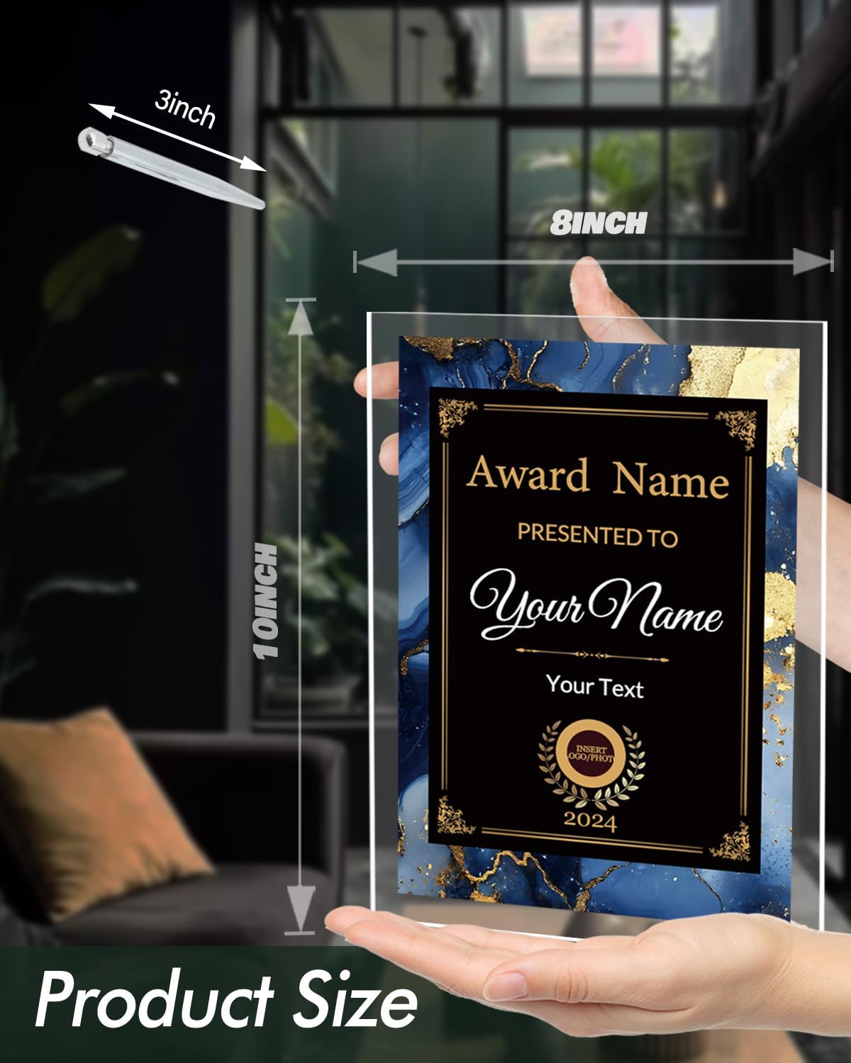 8"x10"Personalized Trophy, Acrylic Plaque, Custom Trophy with Text, Employee of the Month Trophy & Employee Appreciation Gift, Suitable Gift for Employees,Teachers,Coworkers,Adults (Design 2)