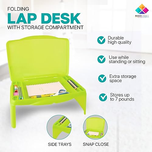 Miniatura 3 de MAVOCRAFT - Escritorio plegable para niños con almacenamiento, mesa portátil para computadora portátil para niños y adultos, desayuno en la cama,
