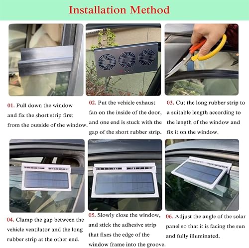 Miniatura 5 de Ventilador de escape de automóvil con energía solar, ventilador de escape de ventana de automóvil, ventilador de ventilación automática, ventilador