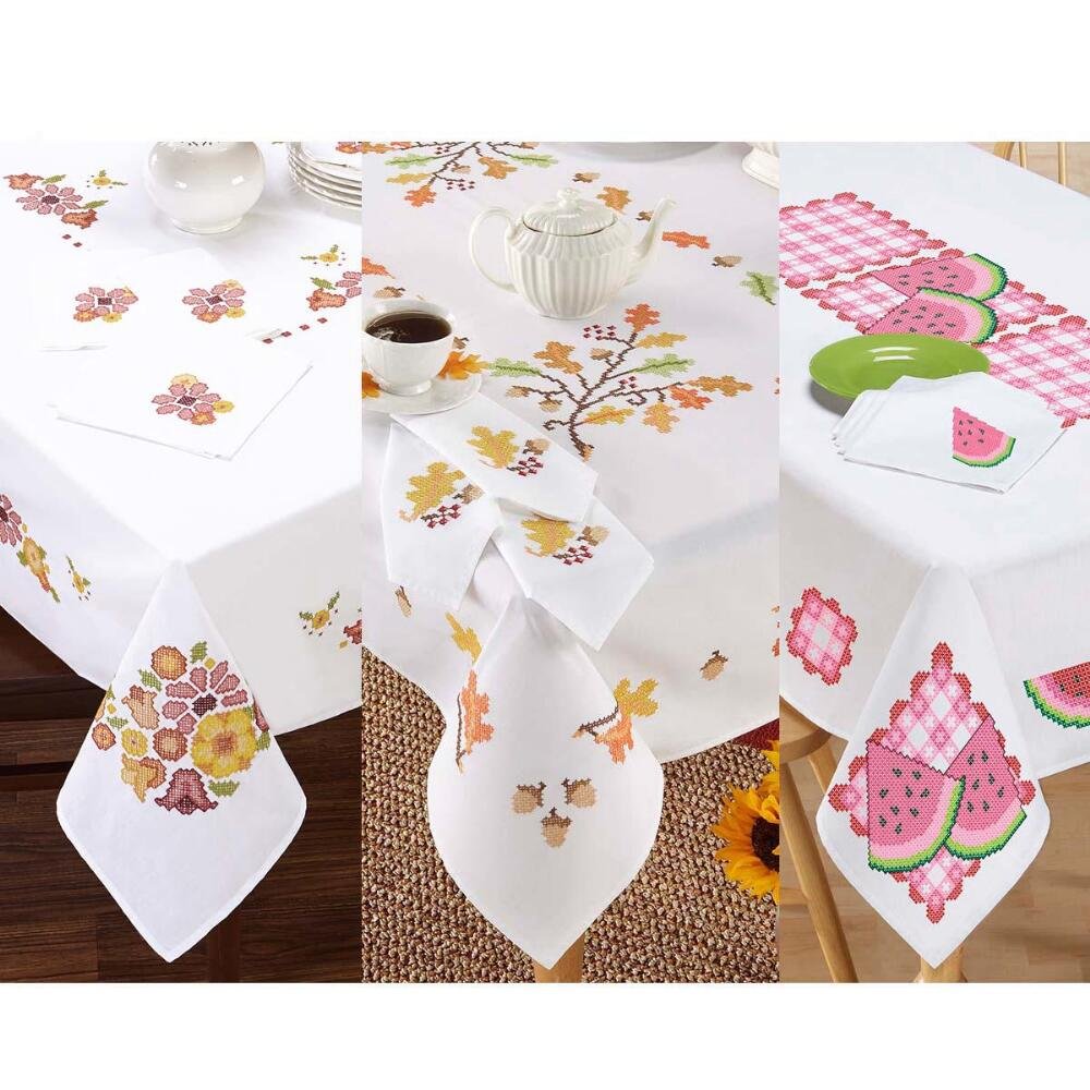 Tablecloth Large Embroidery Pattern Stamped EMBROIDERY & ORIGAMI