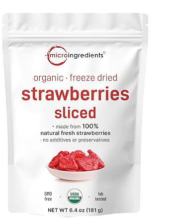 Micro Ingredients Organic Strawberries Sliced, 6.4oz | 100% Natural Fruit