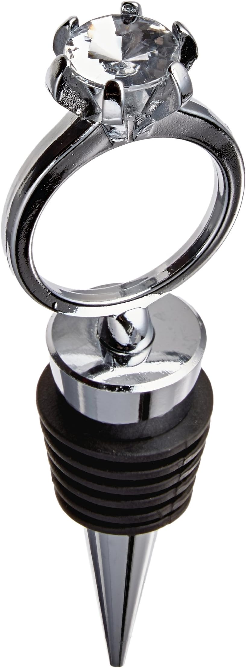 FASHIONCRAFT 1941 Diamond Ring Wine Bottle Stoppers, Wine Stoppers Favors, One Size, Gray