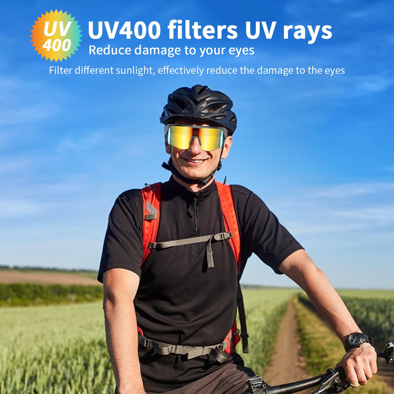 GenXenon Occhiali da sole sportivi intelligenti, occhiali da ciclismo Bluetooth con lenti polarizzate UV400, altoparlanti aperti per musica, microfono integrato, assistente vocale, occhiali