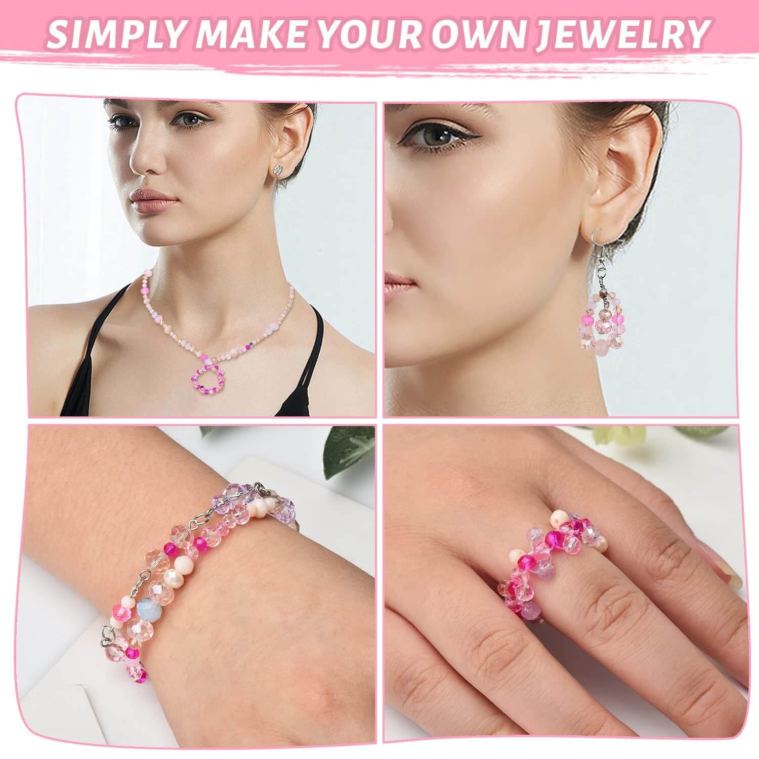 Lot De 1200 Perles De Verre à Facettes,6mm Perle En Cristal,Avec Boîte De Rangement,Pour La