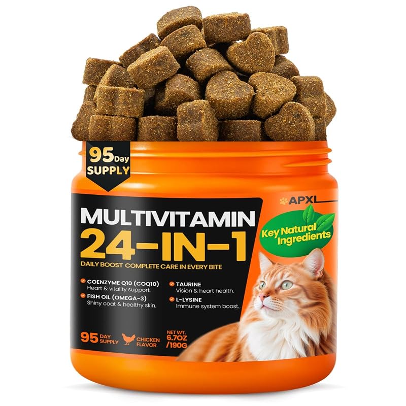APXL Multivitamínico para Gatos com Taurina, CoQ10 e 24 Nutrientes – 95 Dias
