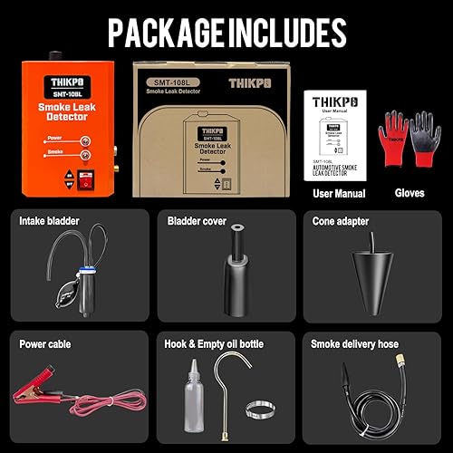 Miniatura 7 de THIKPO Máquina de humo EVAP automotriz con bomba de aire incorporada, adaptador universal de fácil admisión. Detector de fugas de humo para