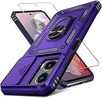 Vista 10 de Janmitta Compatible con Funda Moto G 5G 2024 con Cubierta Deslizante Integrada para Lente de Cámara + Protector de Pantalla + Soporte de Anillo