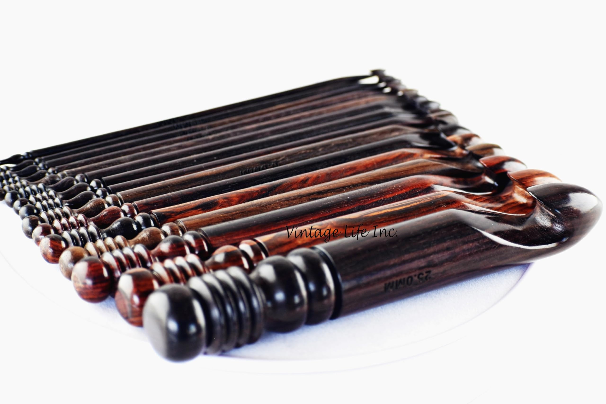 Ergonomisches Palisanderholz Häkelhaken Set – 15 Größen von 3,5–25 mm, Handgefertigte Rosewood Häkelhaken, Glatt & Leicht, Haken-Set ohne Zubehör